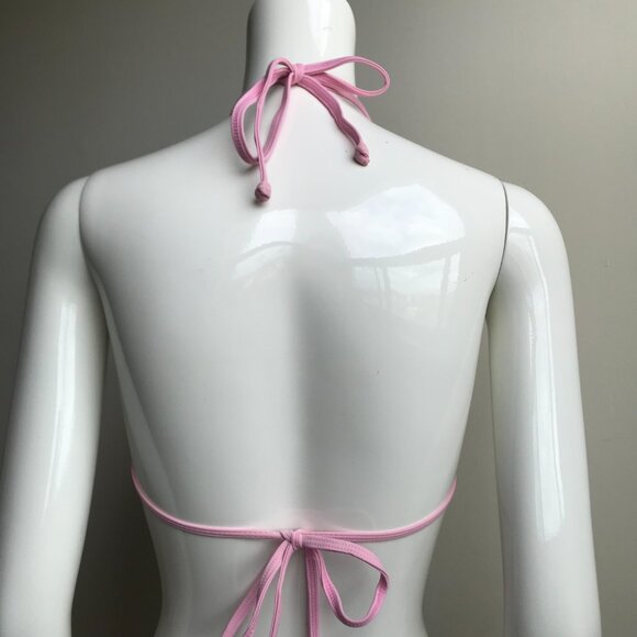 Billabong solid white & baby pink reversible triangle bikini top - Picture 3 of 4
